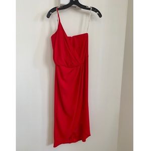 Asos asymmetrical red cocktail dress